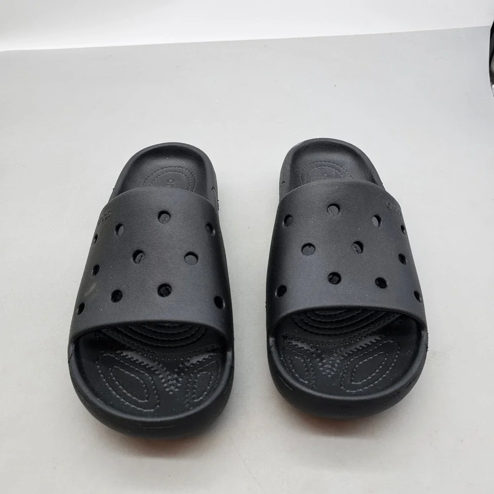 Crocs Classic Slide Sandals Black Mens 8 Womens 10 Comfort Water Shoes